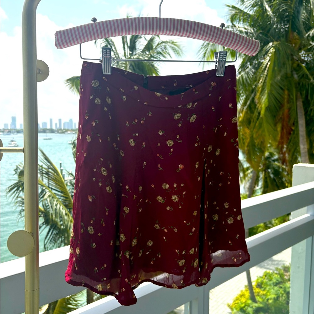 Reformation Red Floral Skirt